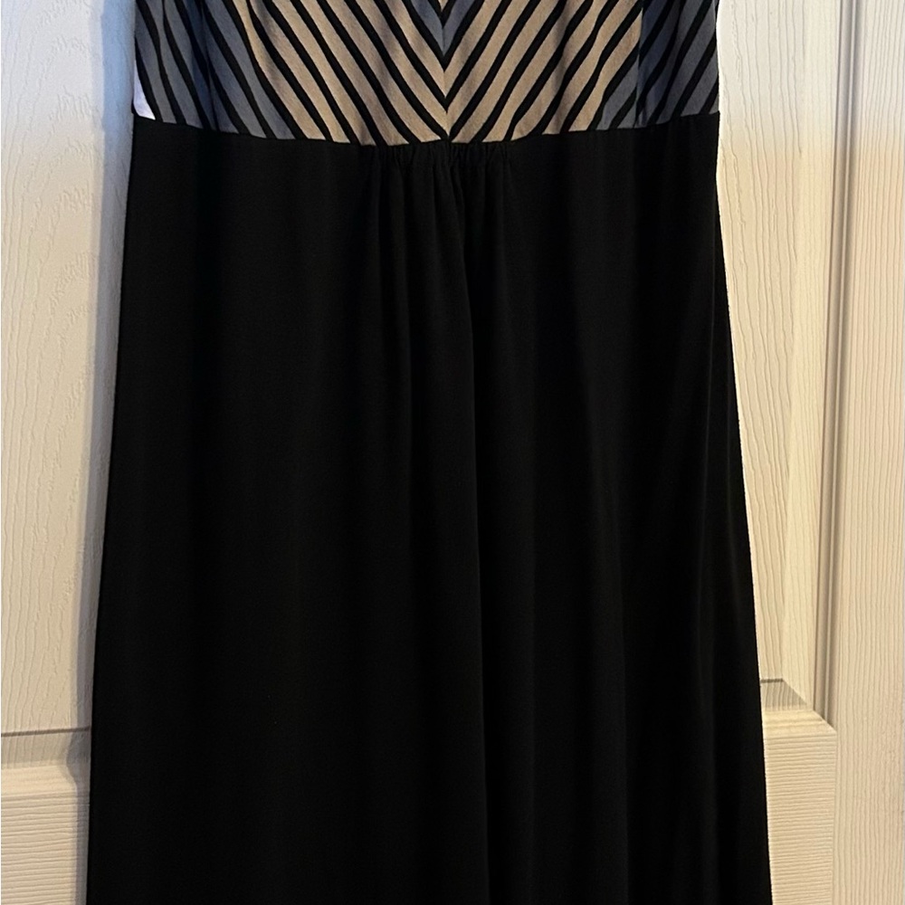 Vintage Y2K Faded Glory Maxi Dress Size 2X Black with flattering stripes